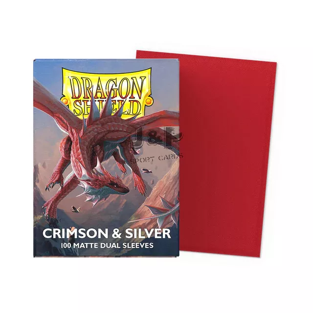 Dragon Shiled Standard Sleeves - Crimison & Silver matte dual (100)